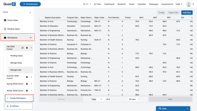 Early Alerts - Create Workspace