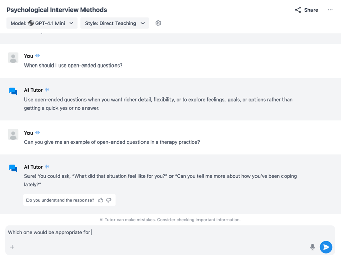 QuadC AI - Voice Mode - Chat History
