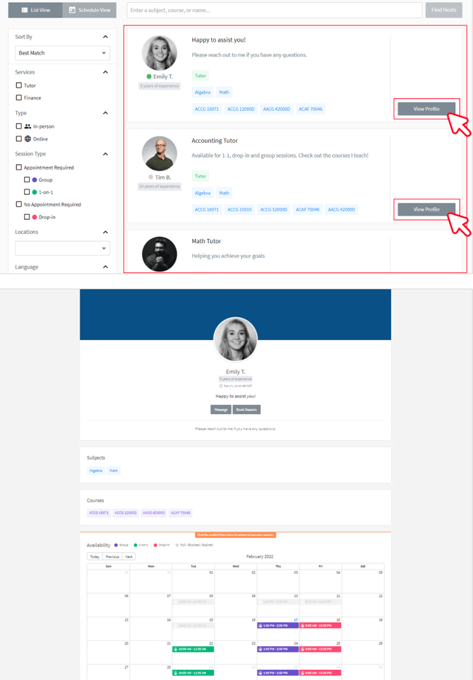 review host's profile