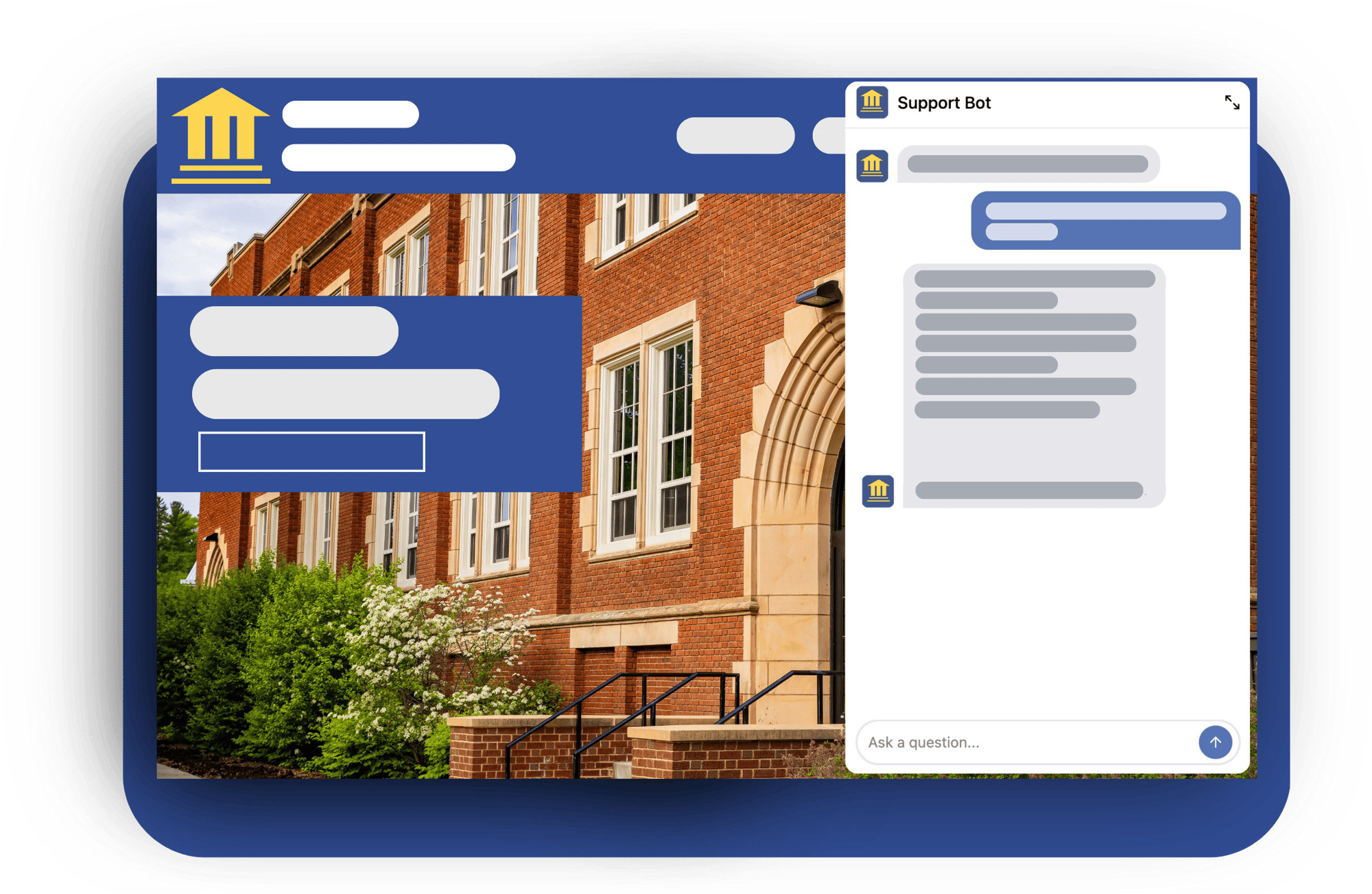 ai campus supportbot blue background