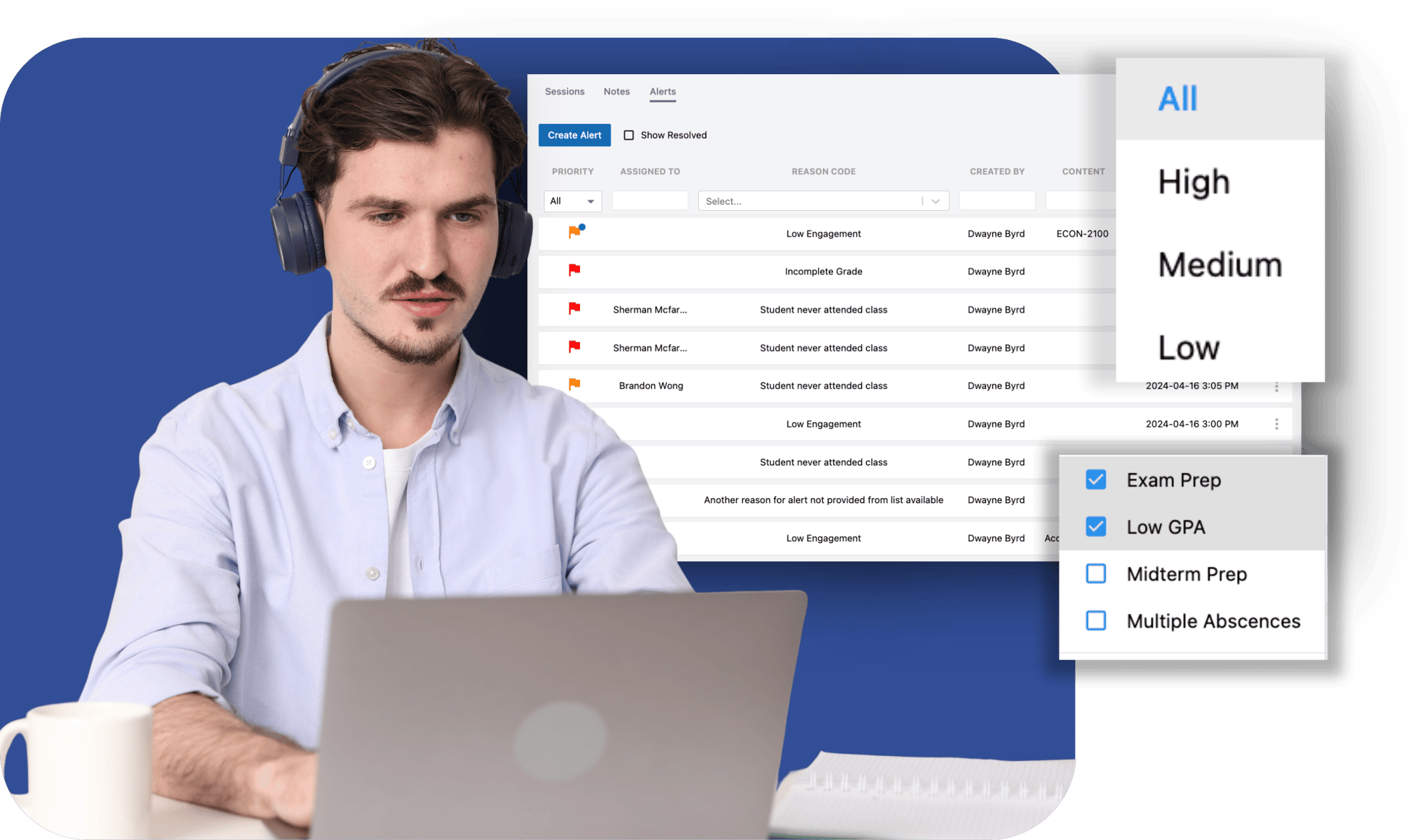categorize alerts by student needs