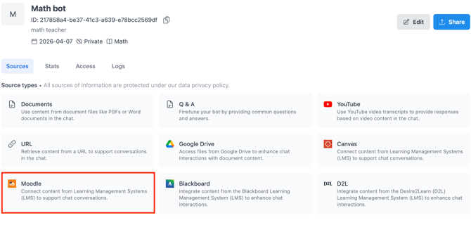 connect moodle to ai bots