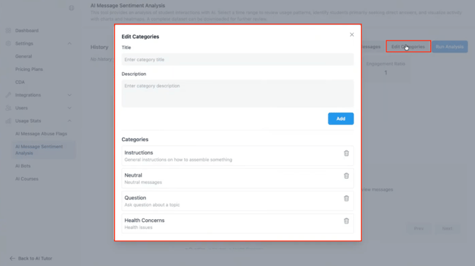 customize sentiment categories