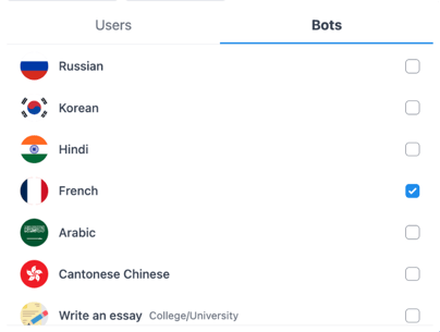 select ai bots to add to the chat