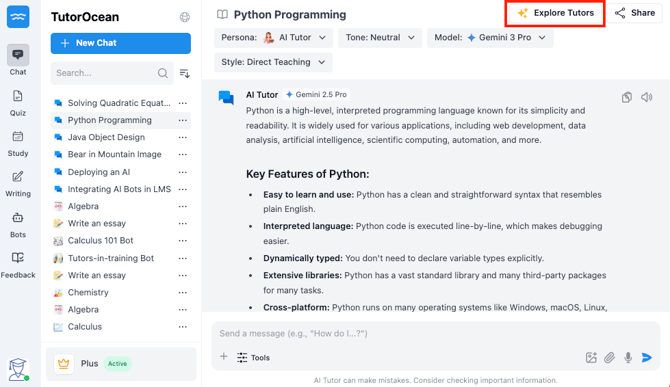 explore tutors button