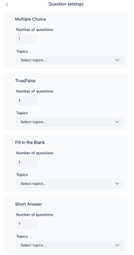 select questions types