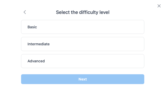 select the difficult level