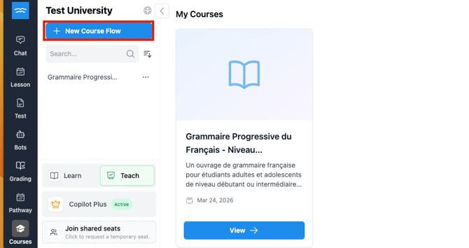create new course flow