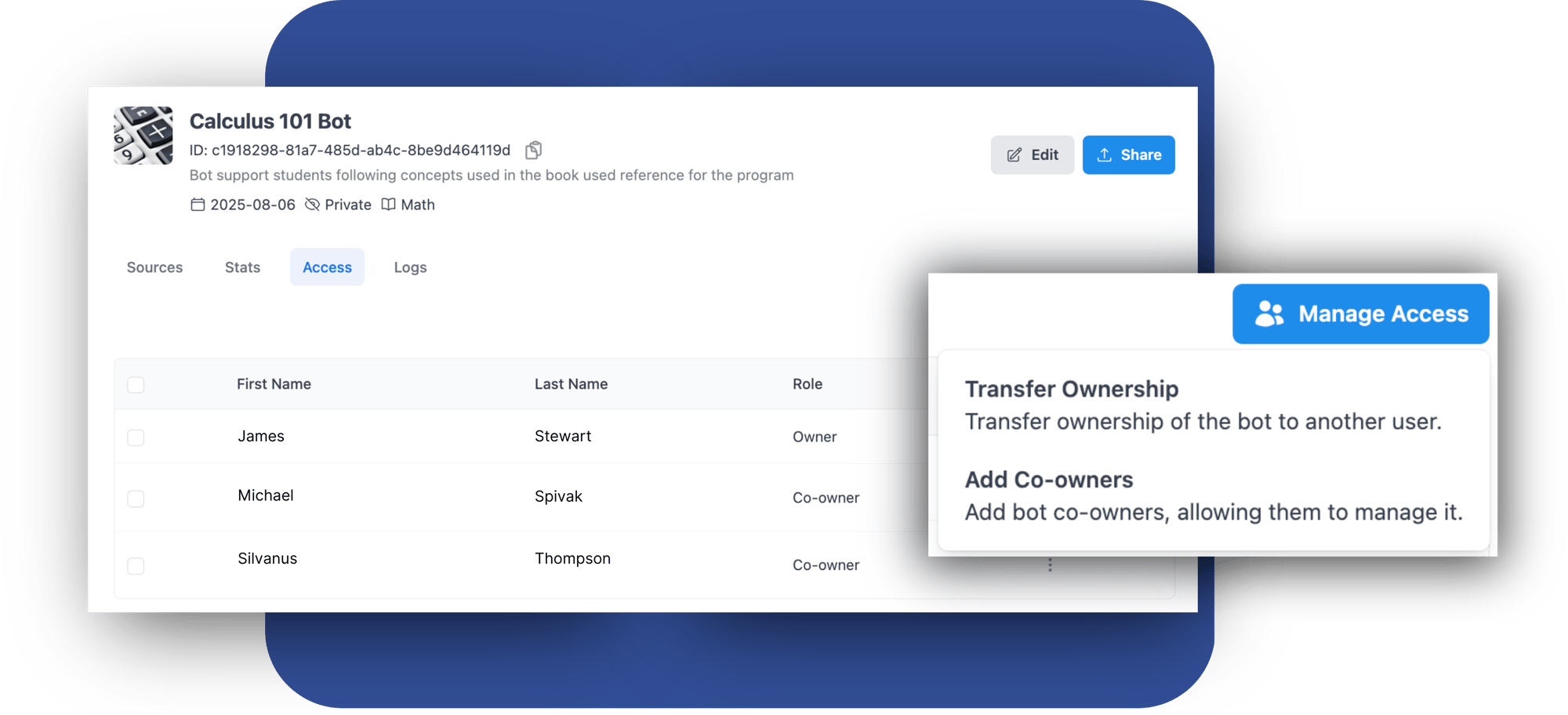 transfer ai bot ownership