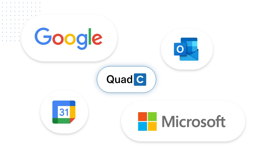 QuadC integrates with Google Outlook Google Calendar and Microsoft